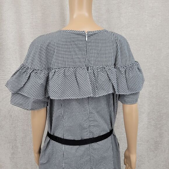 J. Crew Edie Dress Black and White Gingham Cotton Dress Women's Plus Size 16 - Picture 7 of 12